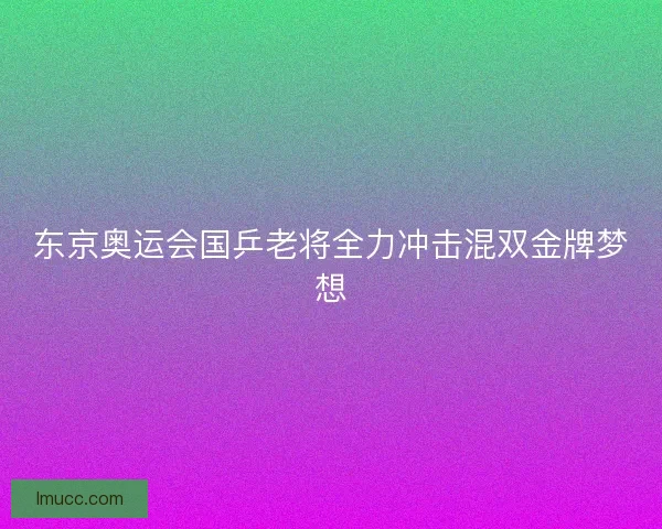 东京奥运会国乒老将全力冲击混双金牌梦想